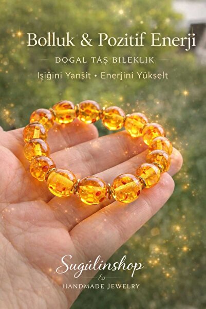 SUGÜLİNSHOP & HANDMADE JEWELRY Doğal Kehribar Bileklik