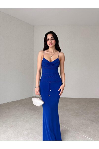 Mooi Butik فستان Degaje متوسط ​​الطول LOWRY 2069 - أزرق