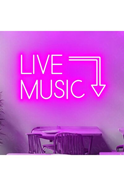 Slasa LIVE MUSIC LED Neon Sign 30x40 cm Pink Light 6mm Acrylic Base Studio Decor