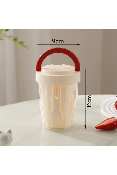 Choice Red 790ml Portable Salad Cup With Fork Breakfast Salad Bowl Drainable ...