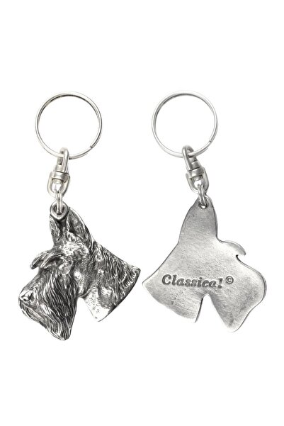 Art - Dog Scottish terrier - Silver-plated dog pendant, handbag decoration, b...