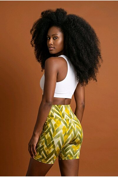 JOLT Ψηλόμεσο κολάν μπάικερ με σχέδιο, γυναικείο αθλητικό κοντό κολάν, ελαστι...