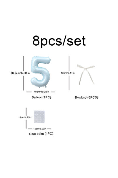 Choice4 Other Other MINT GREEN Matte light blue big digital balloon 0-9 bow s...