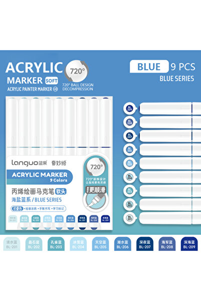 Choice Blue Series 9 Colors/Set Acrylic Paint Art Marker Pen DIY Graffiti Dra...