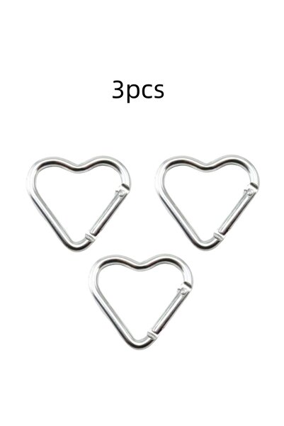 Choice3 مشبك كارابينر فضي على شكل قلب للاستخدام الخارجي، 3 قطع، حلقات من سبائ...