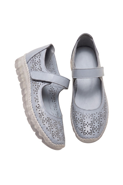 Barinoska Leather Velcro Orthopedic Women's Ballerina Shoes Genuine Leather T...