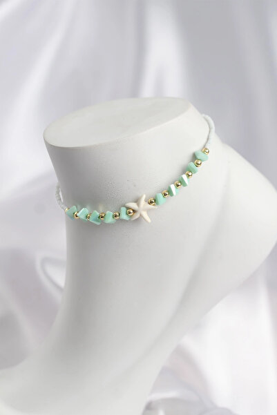 shopwave Water Green Color Sea Star Motif Anklet