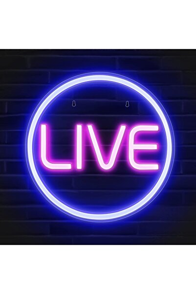 Slasa LIVE LED Neon Sign 30x30 cm Multicolor Light 6mm Acrylic Base Studio Decor