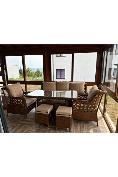 FYAQA HOME (3 KİŞİLİK SALINCAK HEDİYELİ)Rattan Bahçe Takımı Oturma Grubu 3'lü...