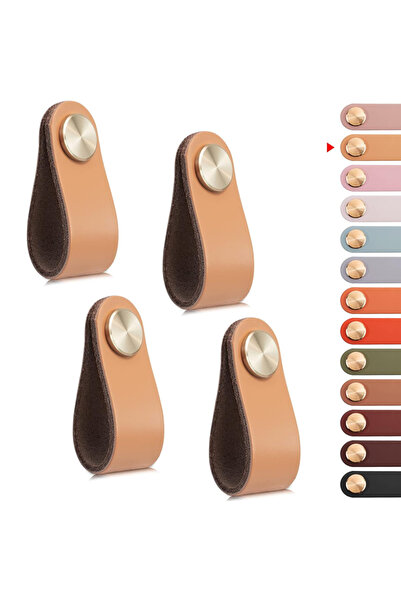 Choice 5.5inch Single hole-Gold 4-Piece Set of Leather Drawer Handles, Cabine...