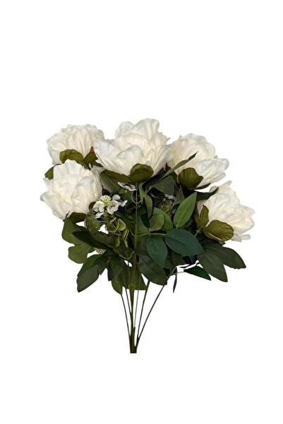 Cattleya Bouquet of 7 artificial peonies 65 cm - White