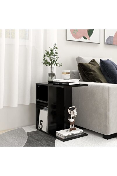 vidaxl Τραπέζι Βοηθητικό Μαύρο 50 x 30 x 50 εκ. από Μοριοσανίδα