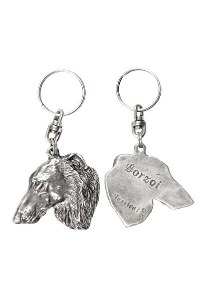 Art - Dog Borzoi - Silver-plated dog pendant, handbag decoration, backpack pe...