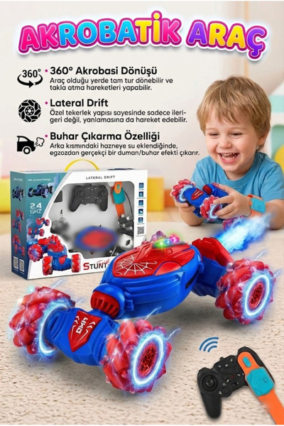 Tıfıl Toys 2 Kumandalı 10 Fonksiyonlu Duman Çıkaran Işıklı El Sensörlü Akroba...