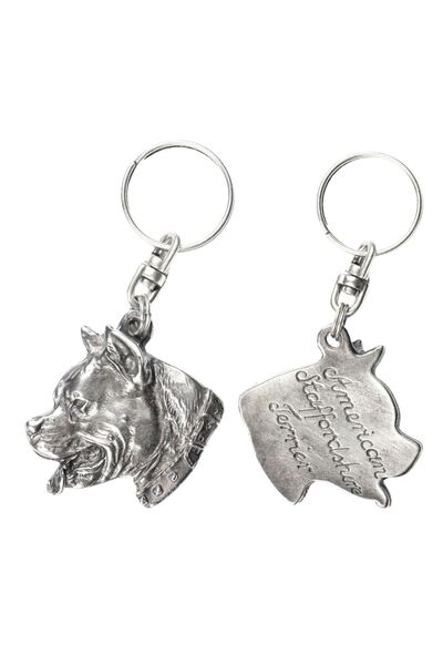 Art - Dog American Staffordshire Terrier - Pandantiv câine placat cu argint, ...