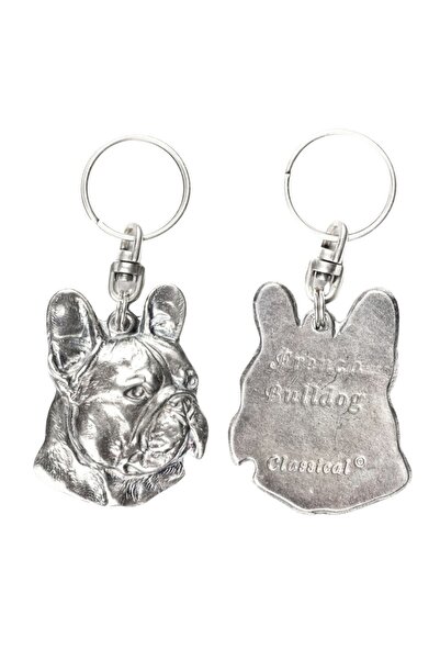 Art - Dog French Bulldog - Silver-plated dog pendant, handbag decoration, bac...