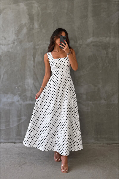 Ekim Store Φόρεμα πουά με χοντρές τιράντες