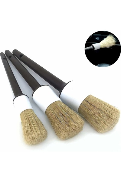 Choice 3pcs Car Cleaning Brush Boar Hair Bristle Brushes Car Exterior Interio...