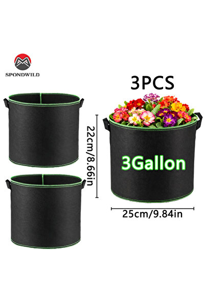 choice2 3Gallon 3PCS 1/3/10 Packs 3 Gallon Grow Bags with Handles, Non-Woven ...