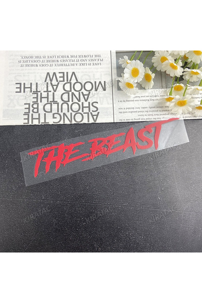 Choice4 ملصقات خوذة الدراجات النارية THE BEAST مقاس 18×3.55 سم باللون الأحمر،...