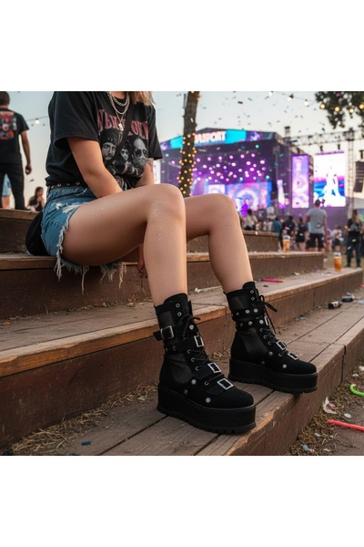 Tress Fashion Καλοκαιρινές Μπότες / Τζαμίλα Σάμερ Ντοτ μαύρο PN