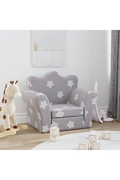 vidaxl Καναπές/Κρεβάτι Παιδικός Ανοιχτό Γκρι Αστέρια