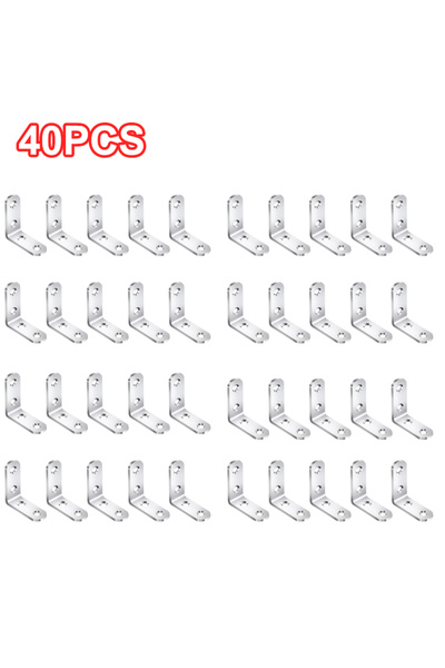 Choice1 40 مم، 40 قطعة، 20 قطعة من دعامات الزوايا على شكل حرف L من الفولاذ ال...