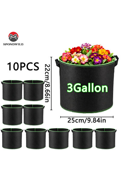 Choice 3Gallon 10PCS 1/3/10 Packs 3 Gallon Grow Bags with Handles, Non-Woven ...