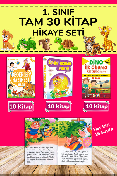 Mucit Dino Yayınları 1. Sınıf Hikaye Seti 30 Kitap - Okumayı Sevdiren Renkli ...