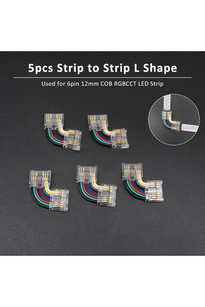 Choice1 موصل شريط إضاءة LED من نوع L Strip to Strip 6pin COB بدون لحام، موصلا...