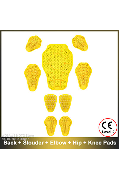Choice7 One Size Yellow 9Pcs Set WOSAWE CE Level 1/2 Motorcycle Body Protecti...