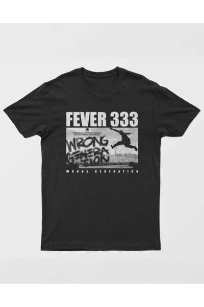 buzagi tasarım ürünleri Fever 333 Regular Fit Black Unisex T-Shirt