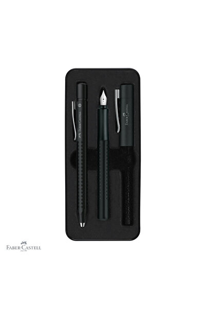 Faber Castell Set stilou și pix Faber-Castell Grip 2011 negru, din oțel inoxi...