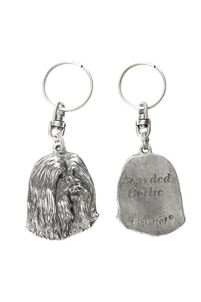 Art - Dog Bearded Collie - Pandantiv câine placat cu argint, decorațiune pent...