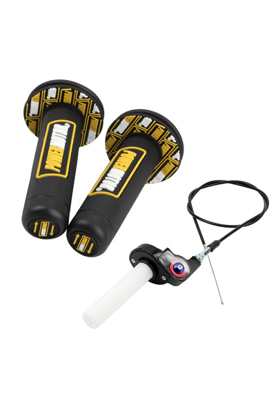 Choice7 Yellow Black Motorcycle Quick Twist Throttle Settle Grips 22mm Handle...