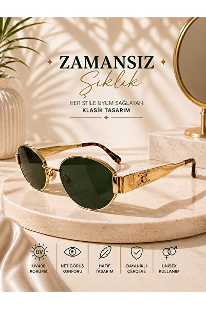 Optic Master Metal Frame Sunglasses with Oval Black Lenses