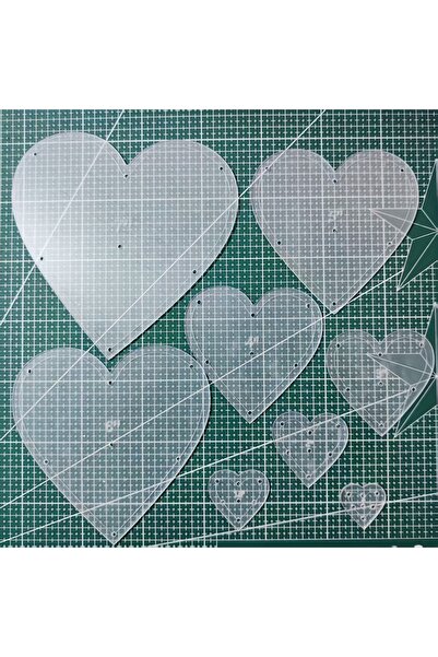 Choice Clear 8pc Heart-Shaped Acrylic Patterns Quilting Rulers Stencil Precis...