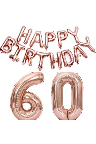 Choice21 32inch Rose Gold 60 15pcs Happy Birthday Number Foil Balloon Kids Ad...