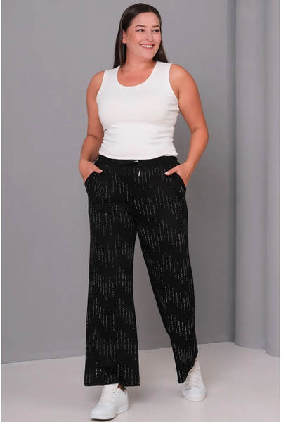 AZRA BUTİK Γυναικεία φόρμα μεγάλου μεγέθους σε μαύρο χρώμα με λεπτομέρεια από...