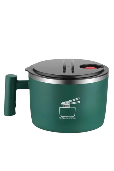 choice2 green Stainless Steel Bowl With Lid For Instant Noodles Sealed And Po...