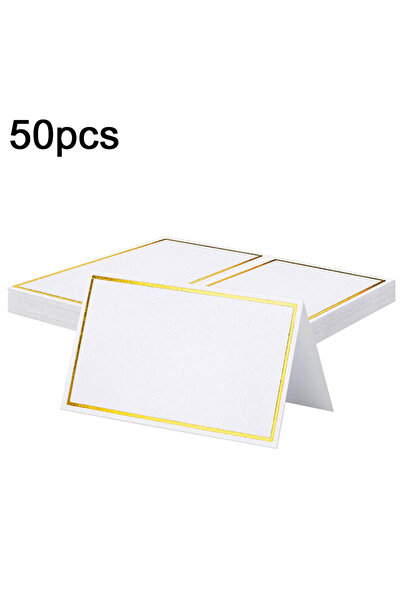 choice2 50pcs 10~50pcs Table Place Cards Foldable Gold Foil Border Table Card...