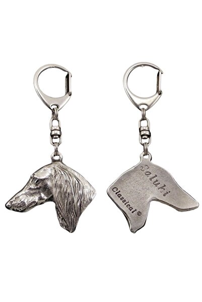 Art - Dog Saluki - Silver-plated key ring with dog, handbag decoration, backp...