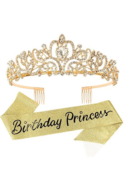 Choice3 gold 2pcs/set Bling Rhinestone Crystal Crown Tiara Birthday Princess ...