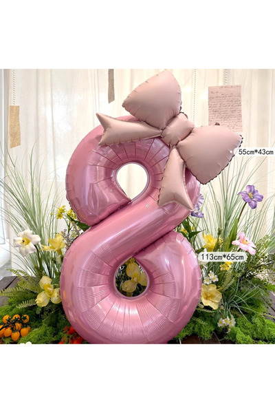 Choice7 Number 40inch pink-8 40inch Pink Digital Bowknot Bow Aluminum Foil Ba...