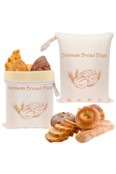 Choice White 2Pcs 2Pcs Beeswax Bread Bag with L Shaped Zipper Large Capacity ...