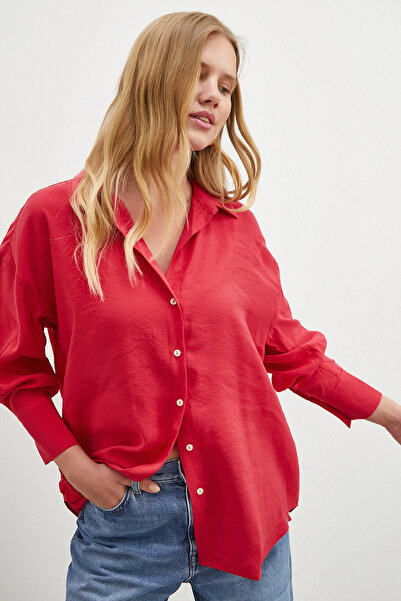 Never more Basic Modal Shirt Red