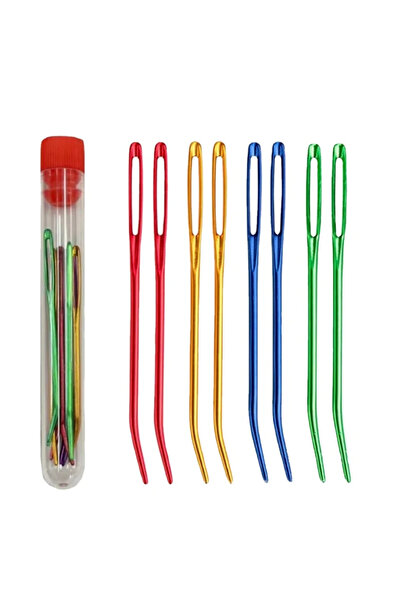 choice2 4Colors 2/8Pcs Big Eye Curve Bent Needle Yarn Knitting Weaving Needle...