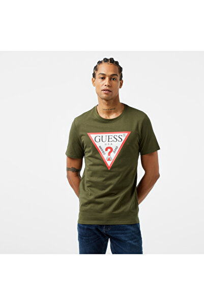 Guess Original Logo Mid Organic Stream Jersey 180 Men's Green T-Shirt