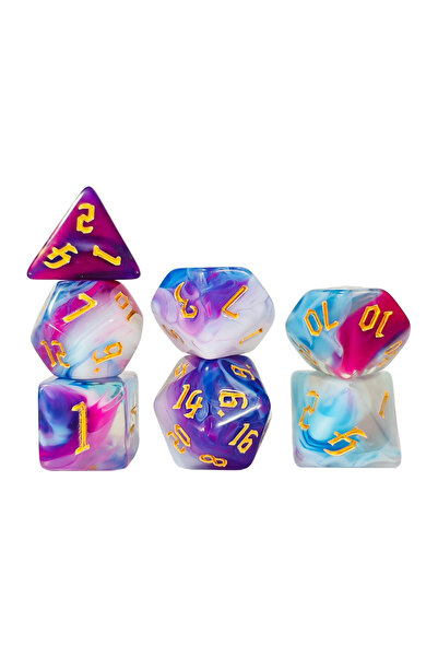 Choice مجموعة نرد متعددة الأوجه HSB29 Nebula Swirl – نرد TTRPG بحبر ذهبي: مجم...