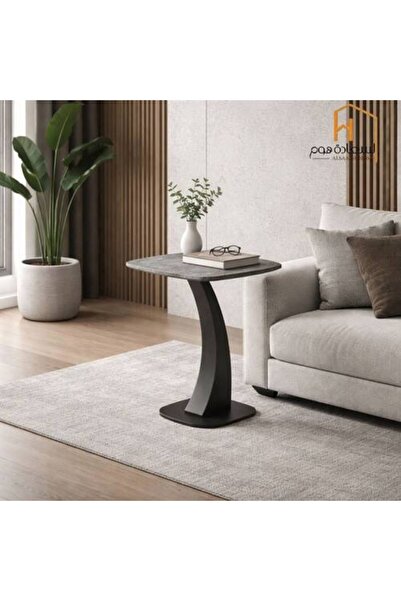 Al Saadah Home Wooden Single Table-Dark Gray-45*45*55 cm